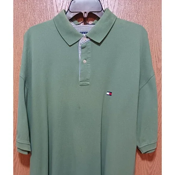 2-Tommy Hilfiger Polos-(Hawaiian-Red/Tan)-and-(Green)-(Decent)-(Size:2XL)-$20.00 - Picture 5 of 7